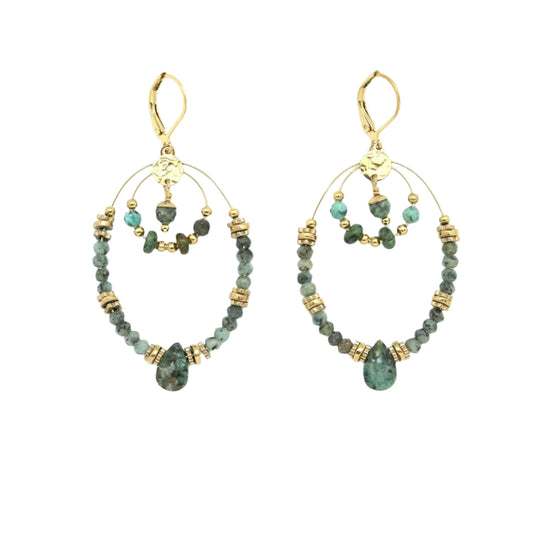 Oval African Turquoise Beaded Earrings