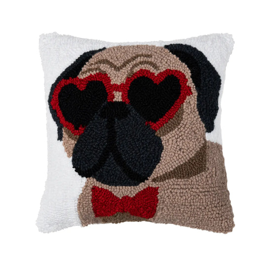 Valentine's Day Pugs & Kisses Hook Throw Pillow