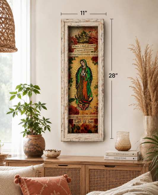Mother Mary "Let It Be" - 11" X 28 Handmade " Rectangle Artwork