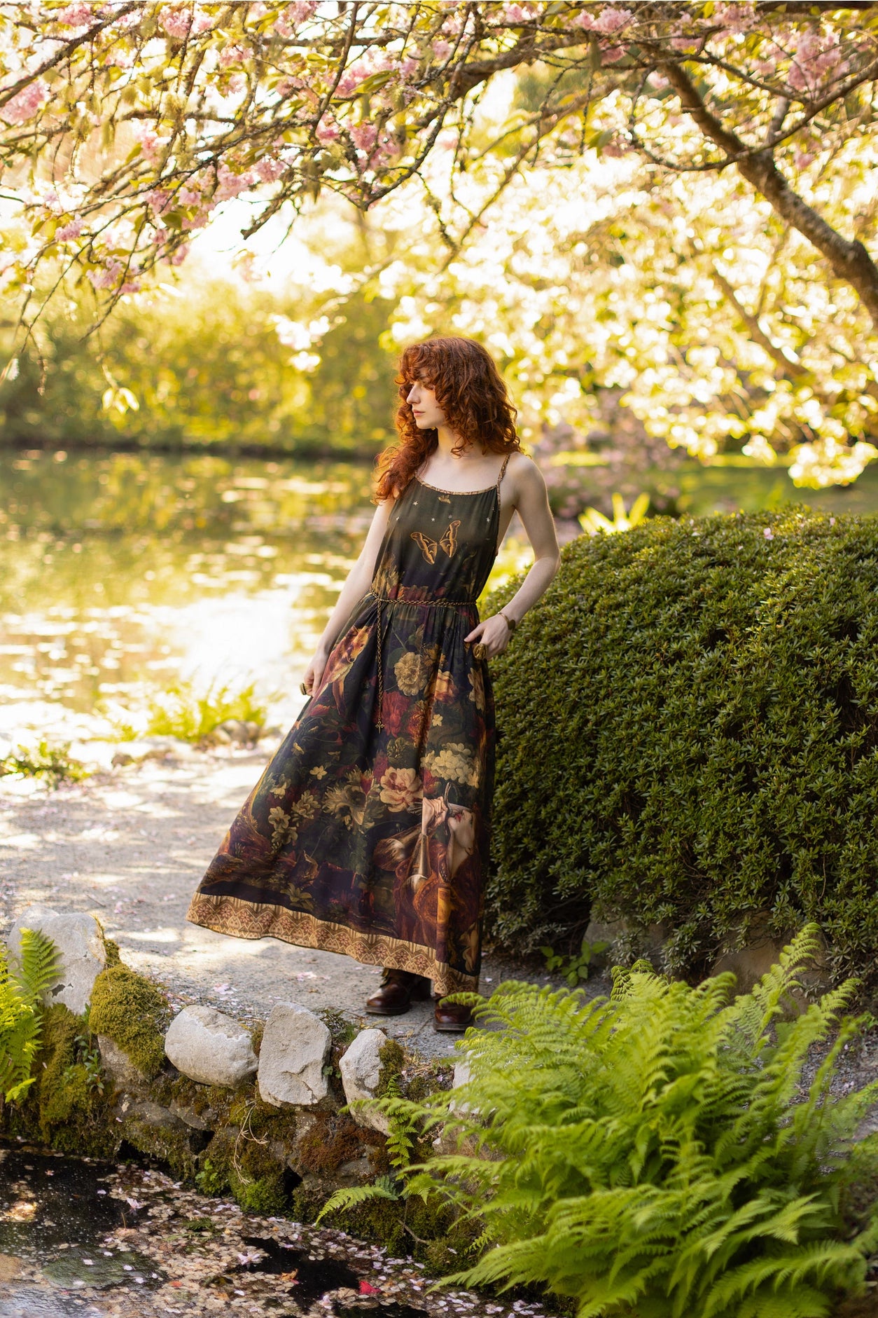 The Messenger Long Maxi Slip Dress w/ Joan of Arc & Florals - Pre-Order Ships September2025