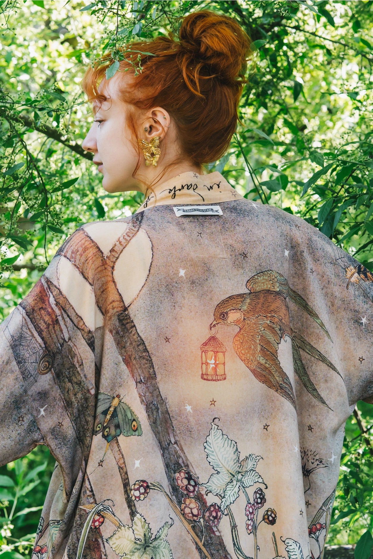 Lovelight Pixie Cropped Kimono w/ Woodland Swallow & Stars Pre-Order - Ships Late October 2025