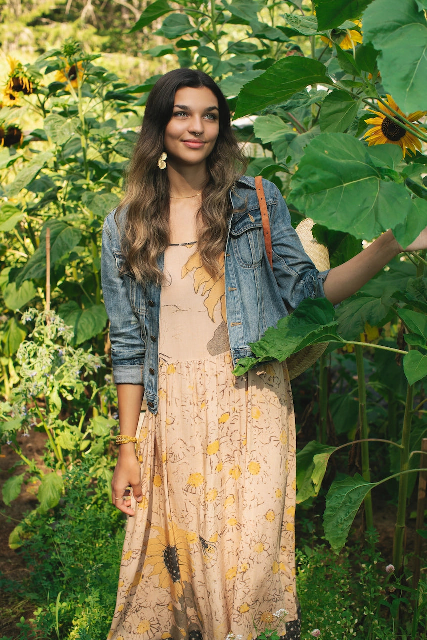 Market Of Stars Milk & Honey Bohéme Slip Dress with Bees and Sunflowers