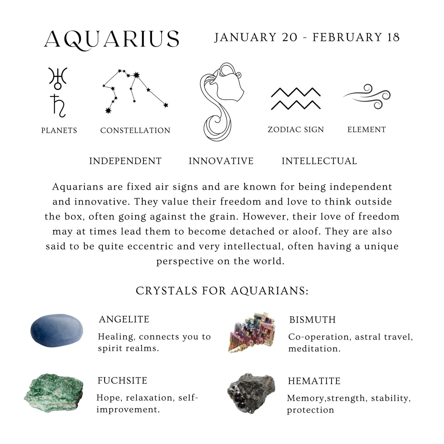 Aquarius Reiki Healing Gemstone Zodiac Bracelet - January 20th - February 18th