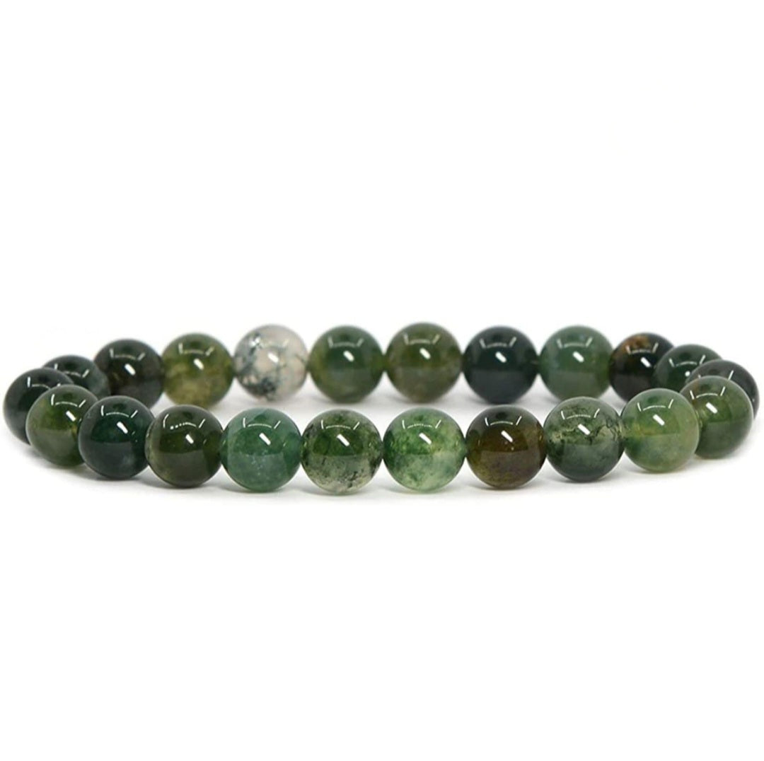 Moss Agate Unisex Reiki Healing Beaded Gemstone Bracelet