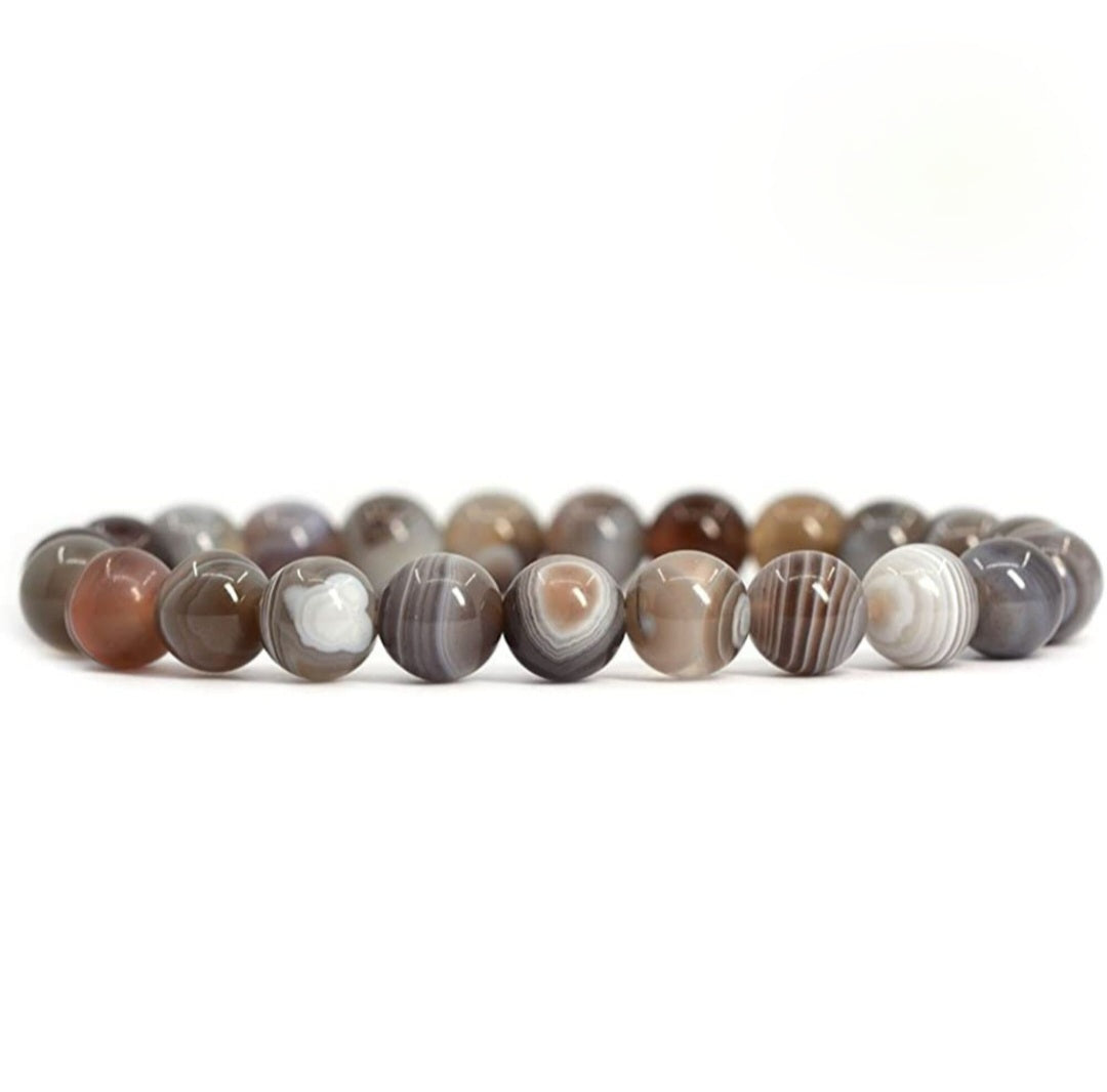 Botswana Banded Agate Unisex Reiki Healing Beaded Gemstone Bracelet