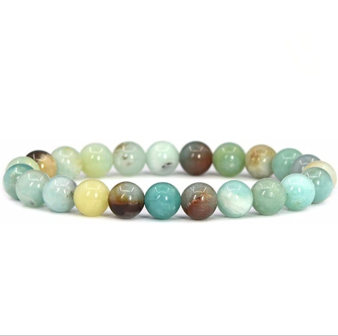 Flower Amazonite Unisex Reiki Healing Beaded Gemstone Bracelet