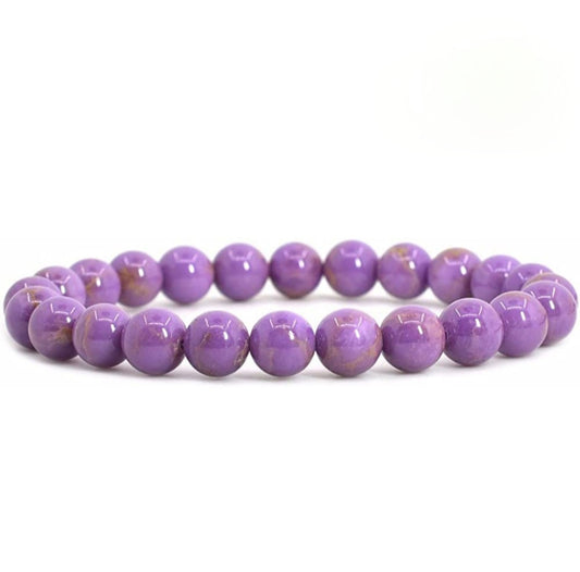 Lavender Phosphosiderite Unisex Reiki Healing Beaded Gemstone Bracelet