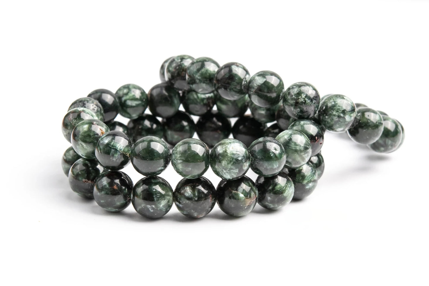 Dark Green Seraphinite Unisex Reiki Healing Beaded Gemstone Bracelet