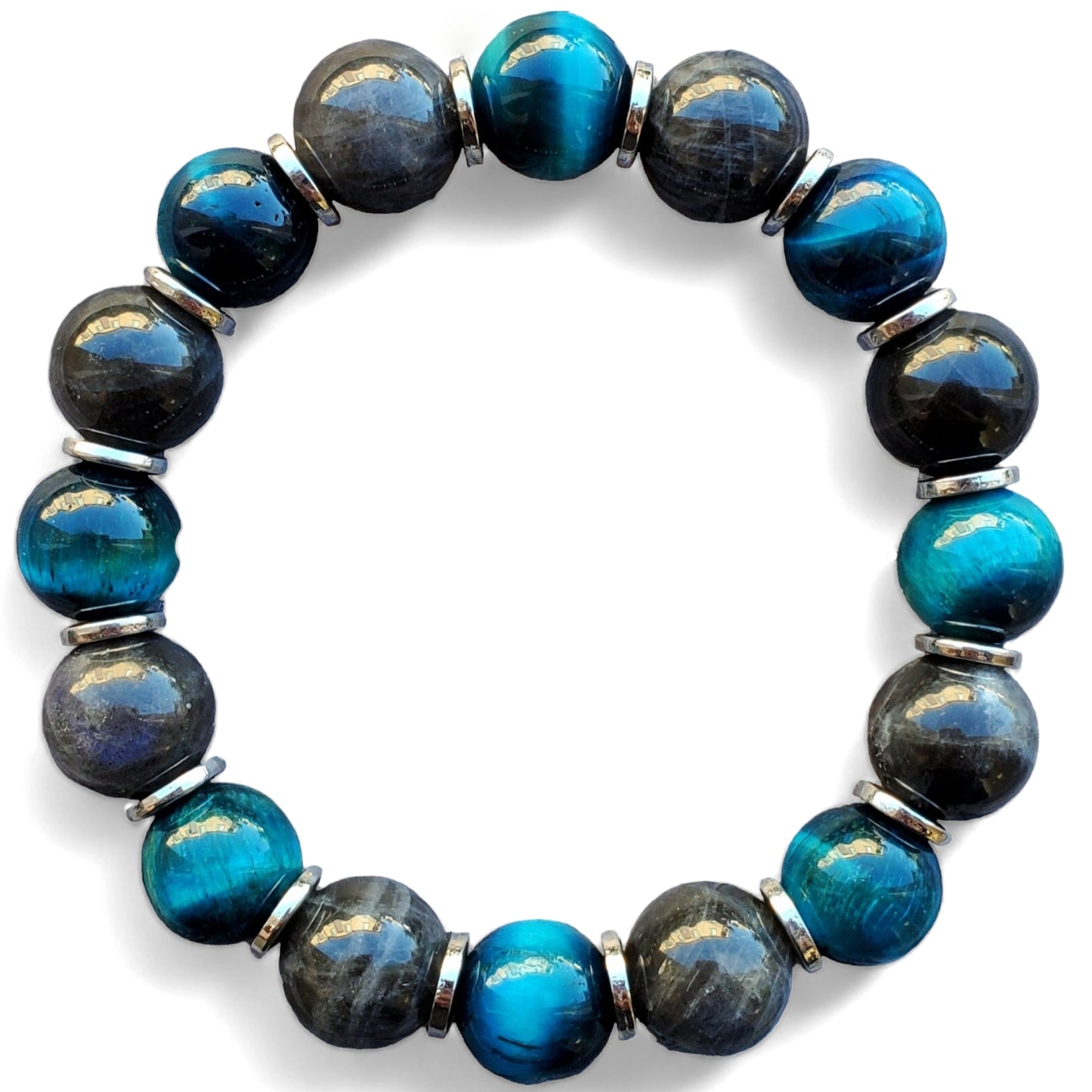 Blue Tiger's Eye & Labradorite Unisex Reiki Healing Gemstone Bracelet