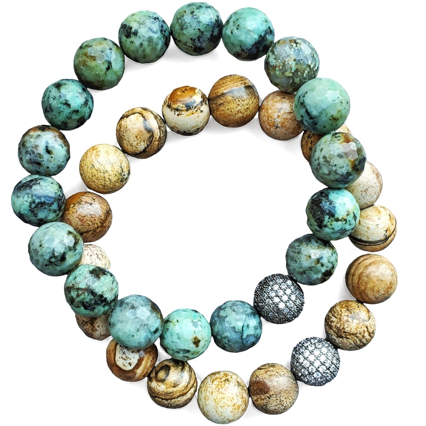 10mm Picture Jasper & African Turquoise Reiki Healing Gemstone Bracelets