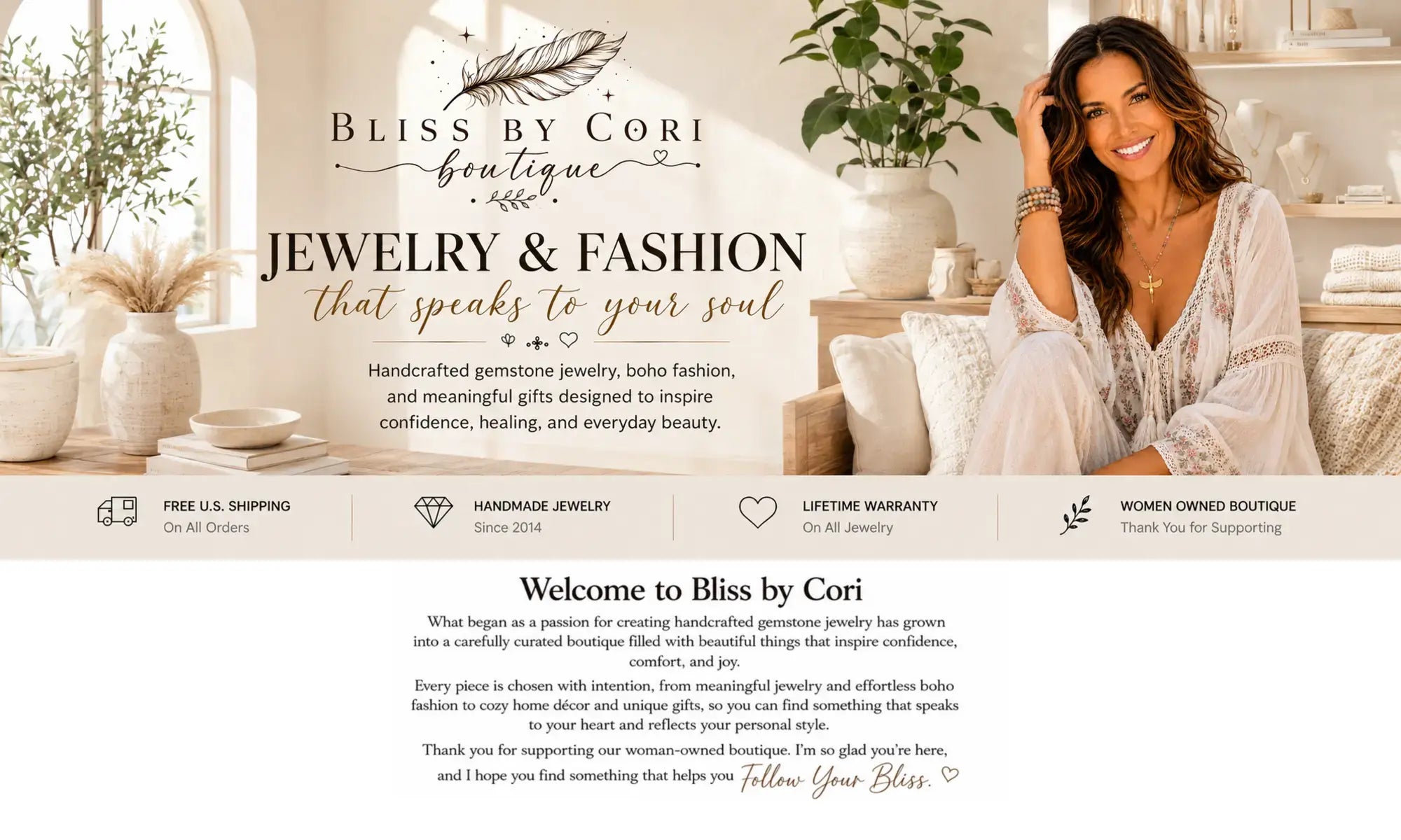 Bliss by Cori Boutique – Handcrafted Gemstone Jewelry & Boho Fashion | Woman-Owned Boutique" 🌿