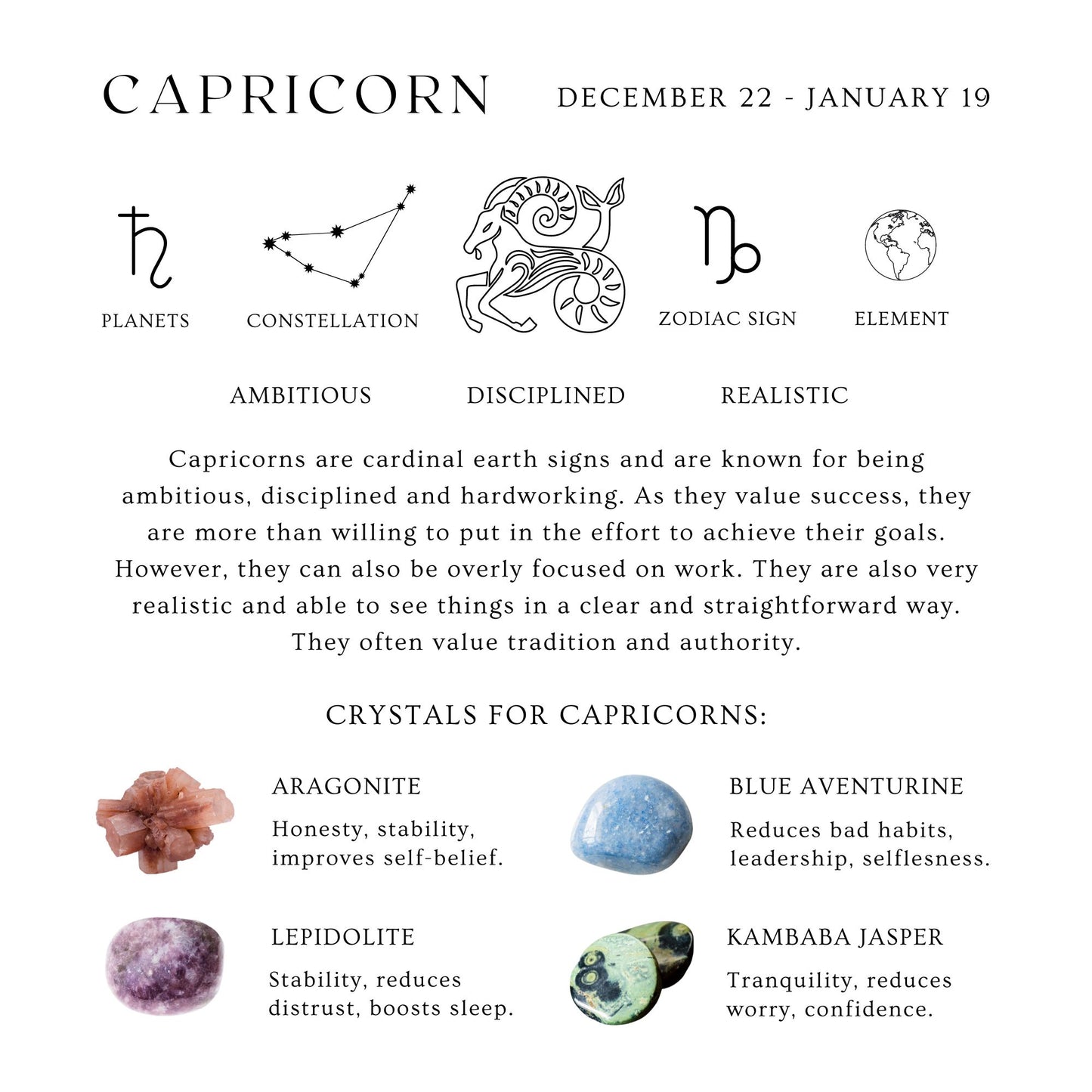 Capricorn Reiki Healing Gemstone Zodiac Bracelet - October 23rd - November 21st