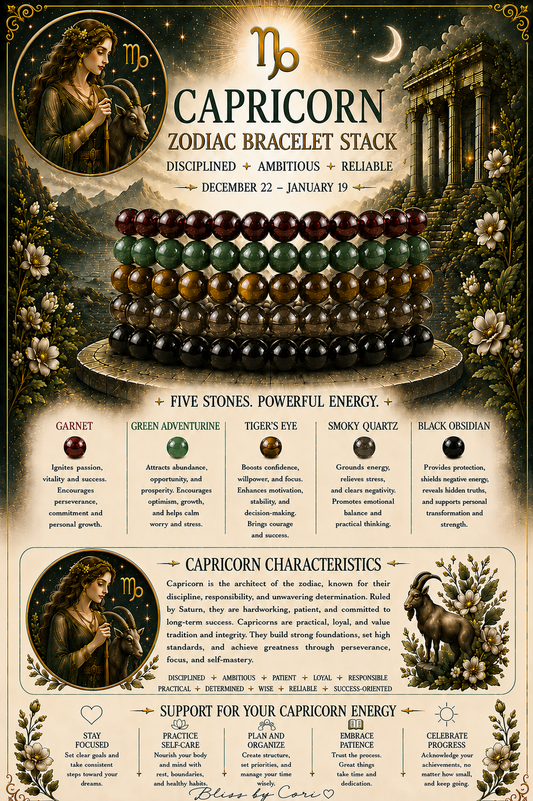 Capricorn Zodiac Gemstone Bracelet Stack