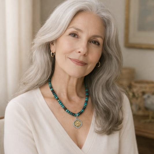 Kingman Turquoise & Brighton Joan Of Arc Amulet Gemstone Necklace