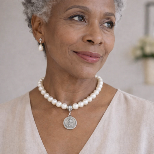 Brighton Serenity Prayer Angel Amulet Pearl Necklace