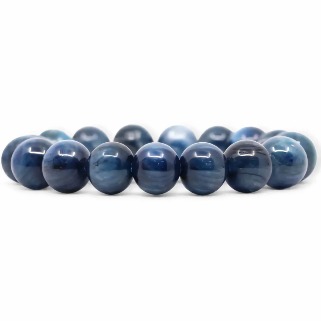 12mm Blue Kyanite Beaded Bracelet