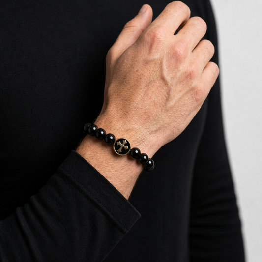 Black Tourmaline Cross Bracelet