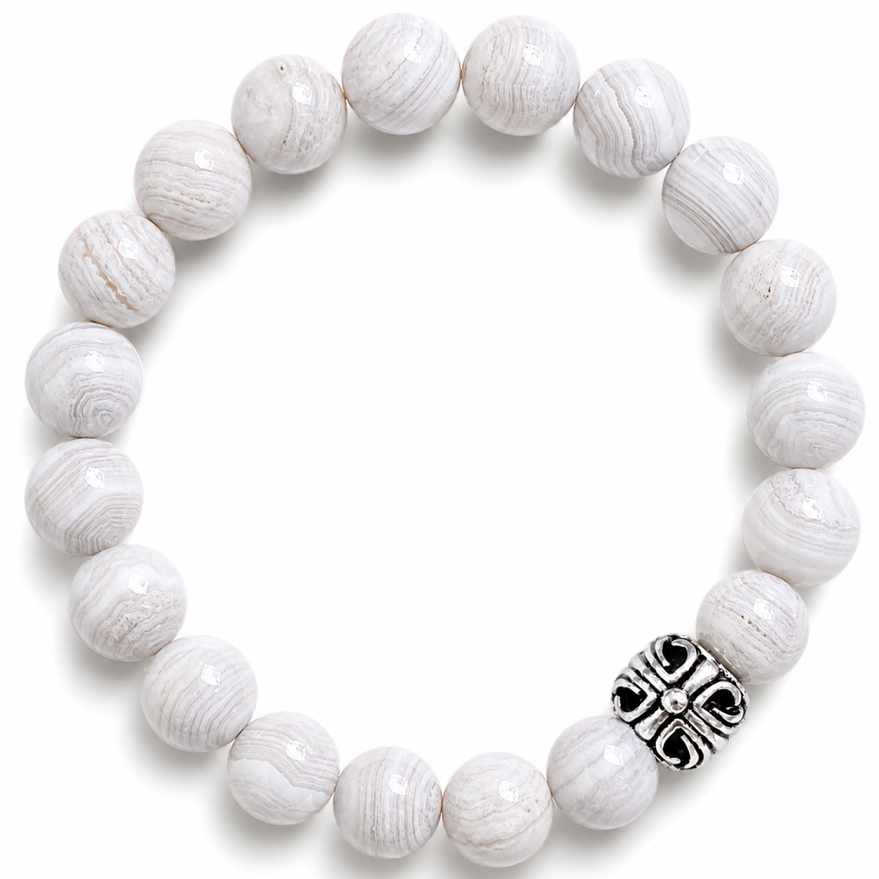 White Crazy Lace Agate Bracelet