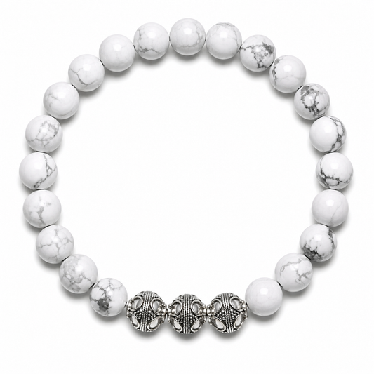 White Howlite Beaded Bracelet