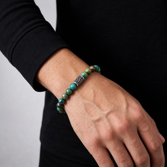 Blue Green Opal Gemstone Beaded Bracelet