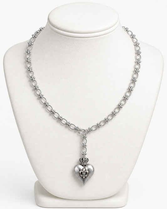 Crowned Fleur De Lis Lariat Necklace