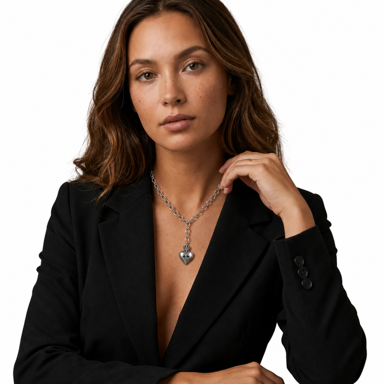 Crowned Fleur De Lis Lariat Necklace