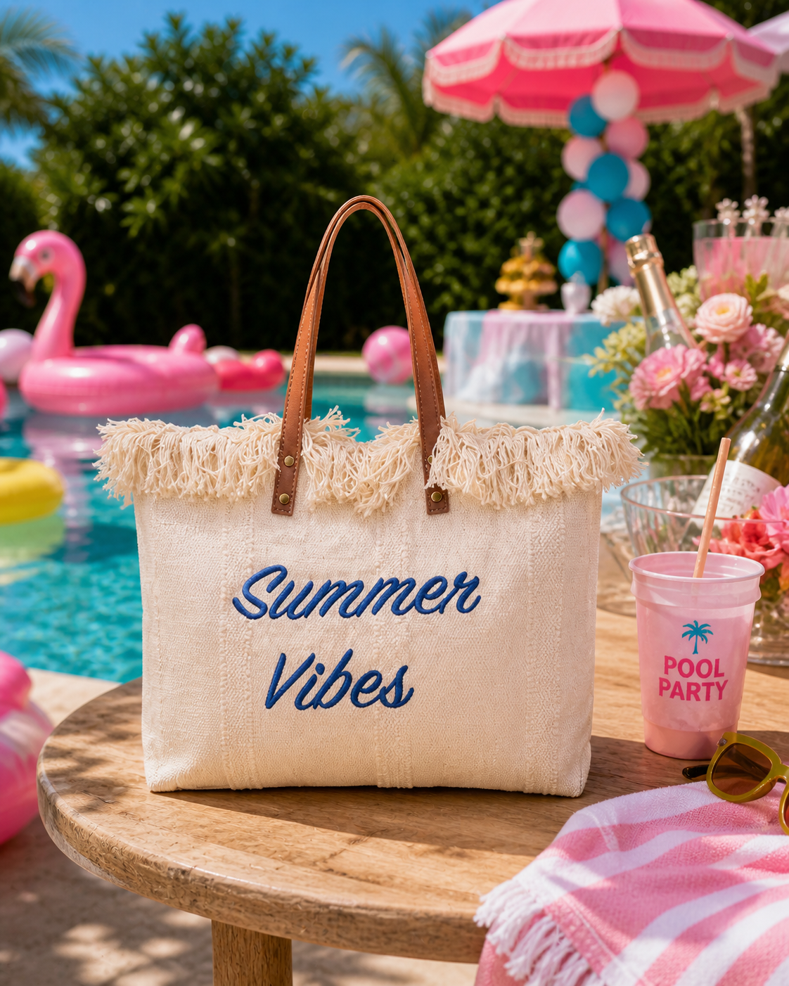 Summer Vibes Fringe Beach Tote - Available in 2 Colors!