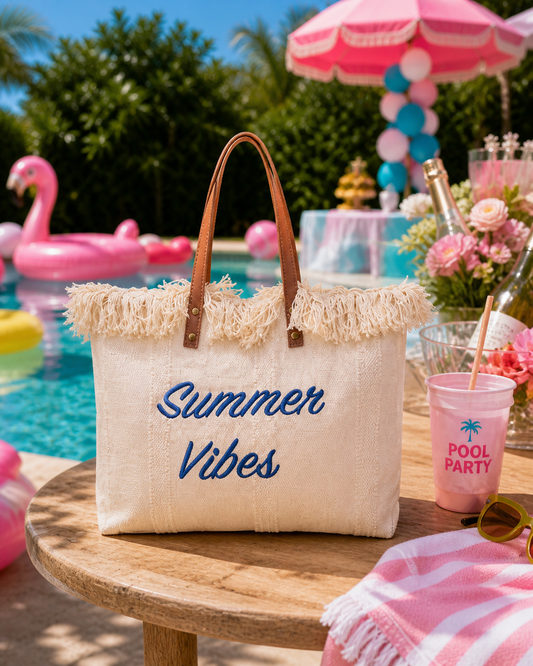Summer Vibes Fringe Beach Tote - Available in 2 Colors!