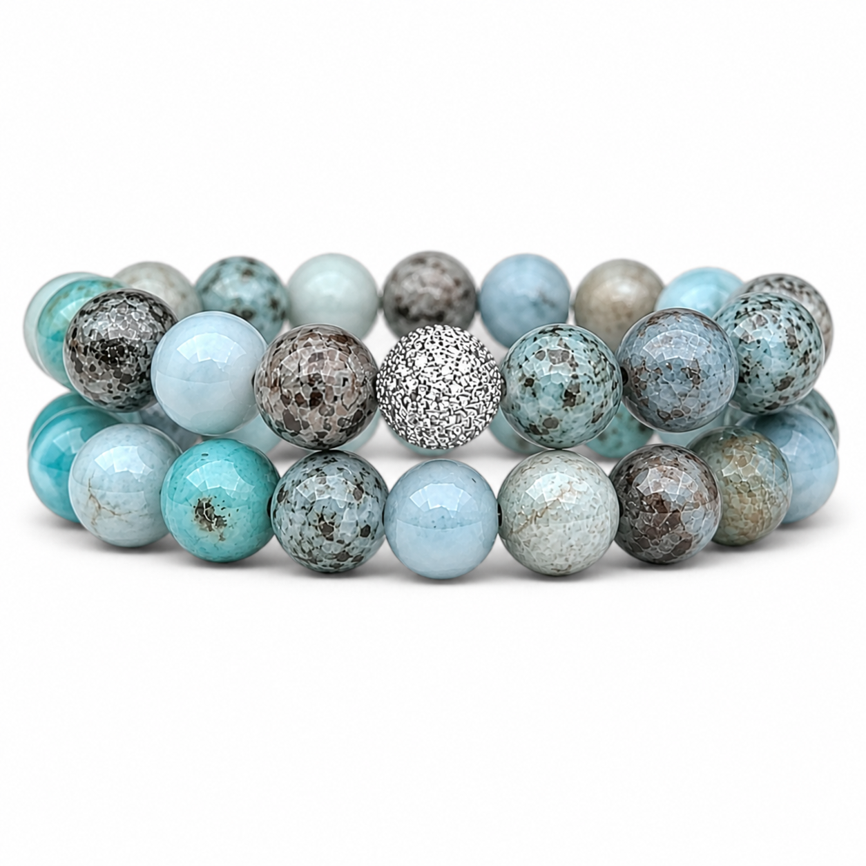 Natural Larimar Gemstone Bracelet Set