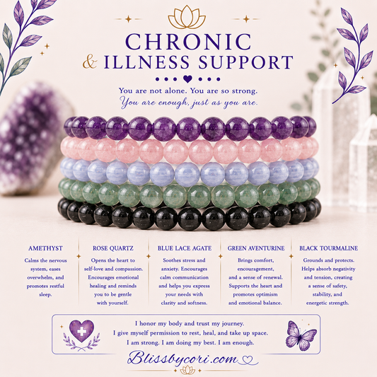Chronic Illness Support Gemstone Bracelet Stack