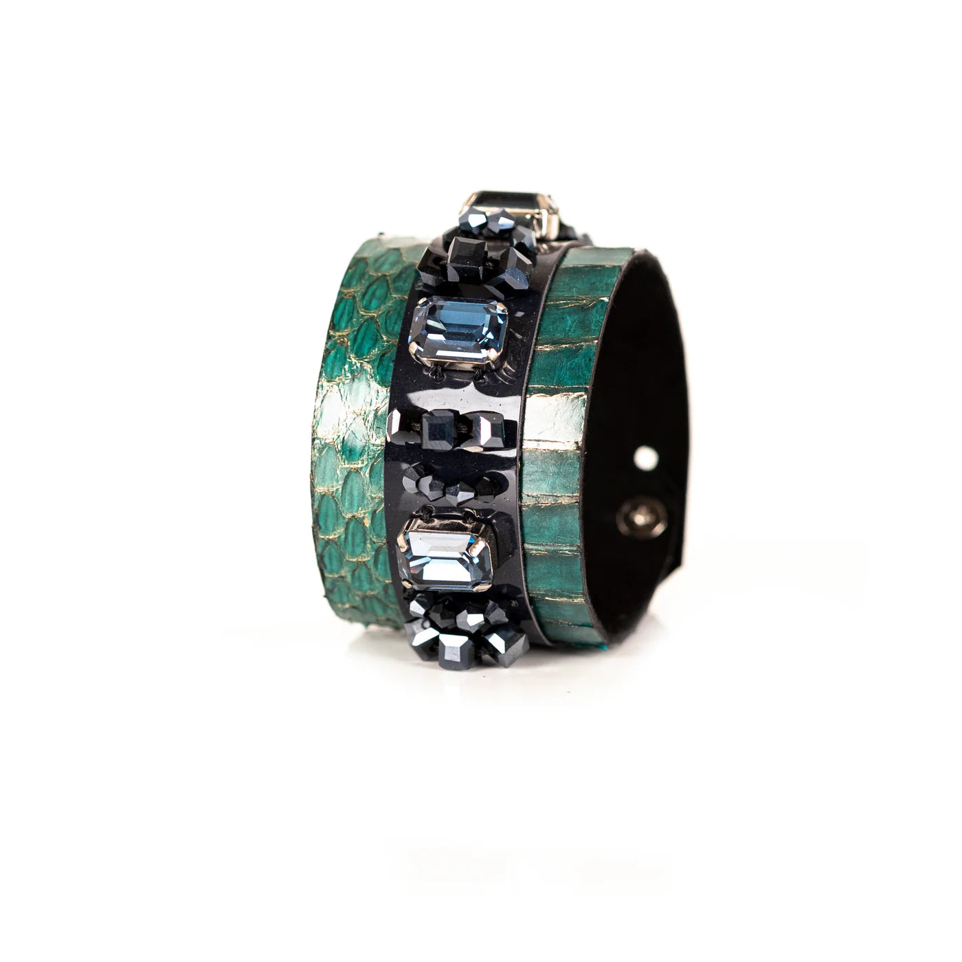 The Sparkler Snake Skin Leather Cuff With Swarovski Crystals