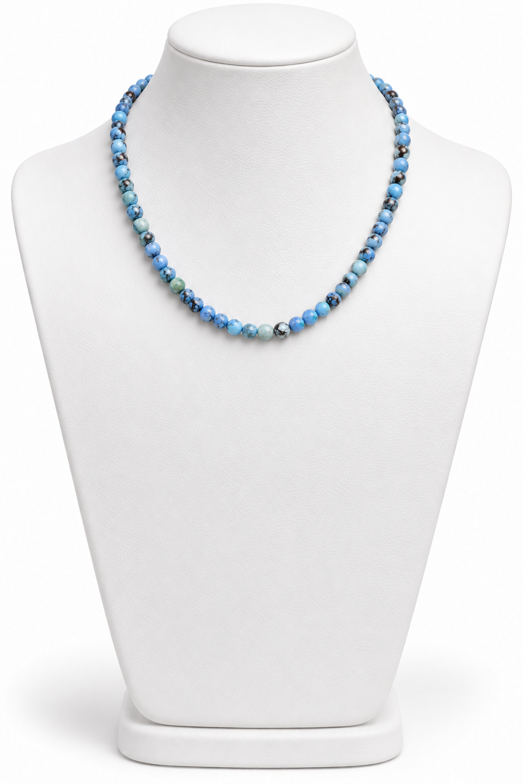 Golden Hills lavender turquoise round bead necklace displayed on a white jewelry bust | Bliss by Cori