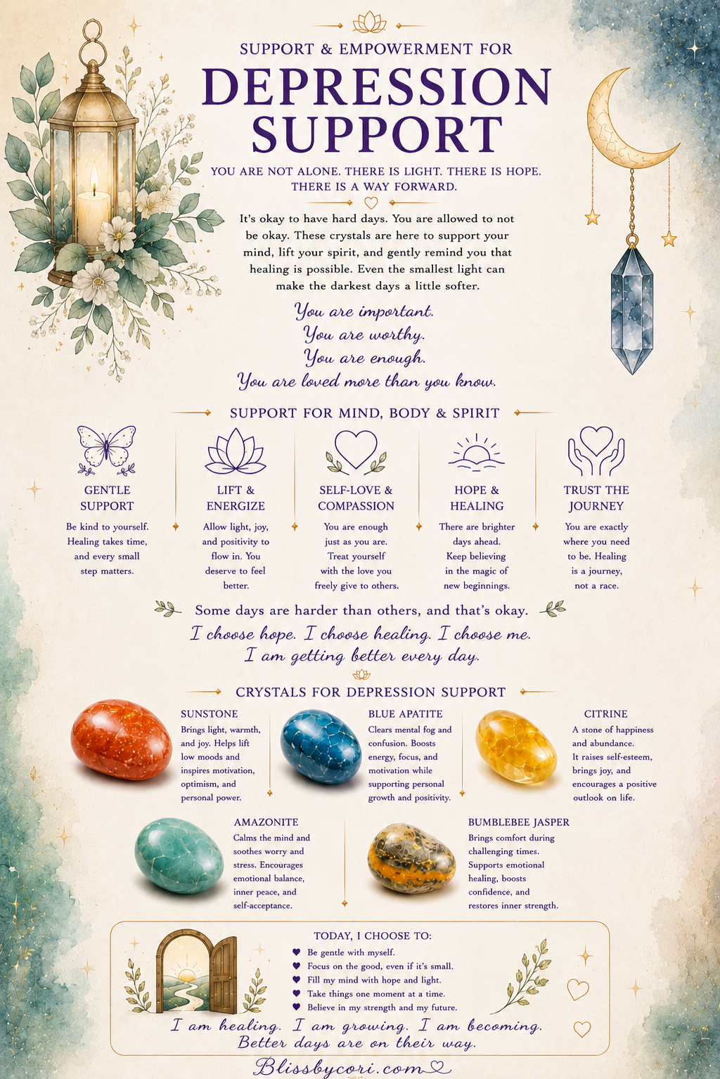 Support & Empowerment For Depression Gemstone Bracelet Stack