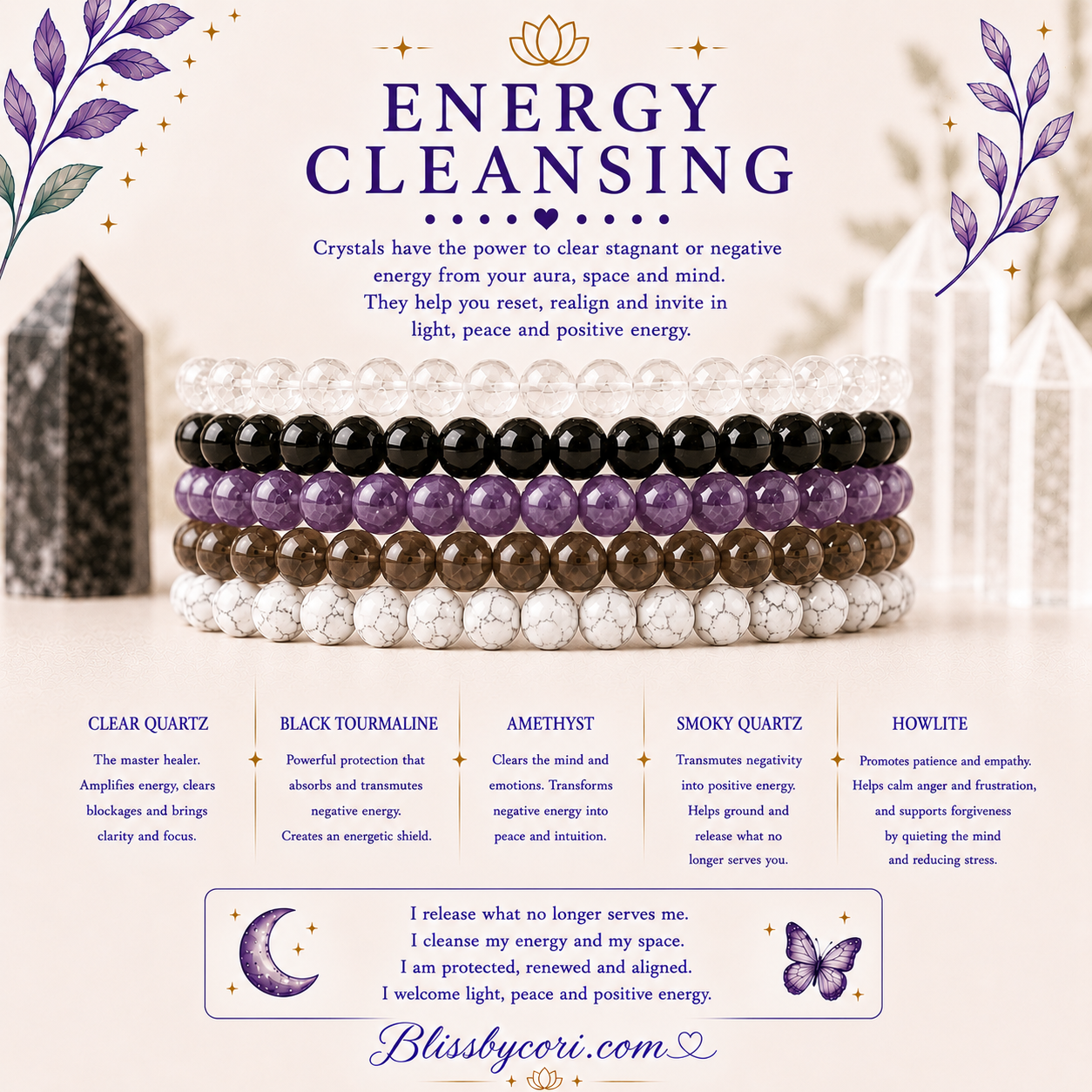 Energy Cleansing Gemstone Bracelet Stack