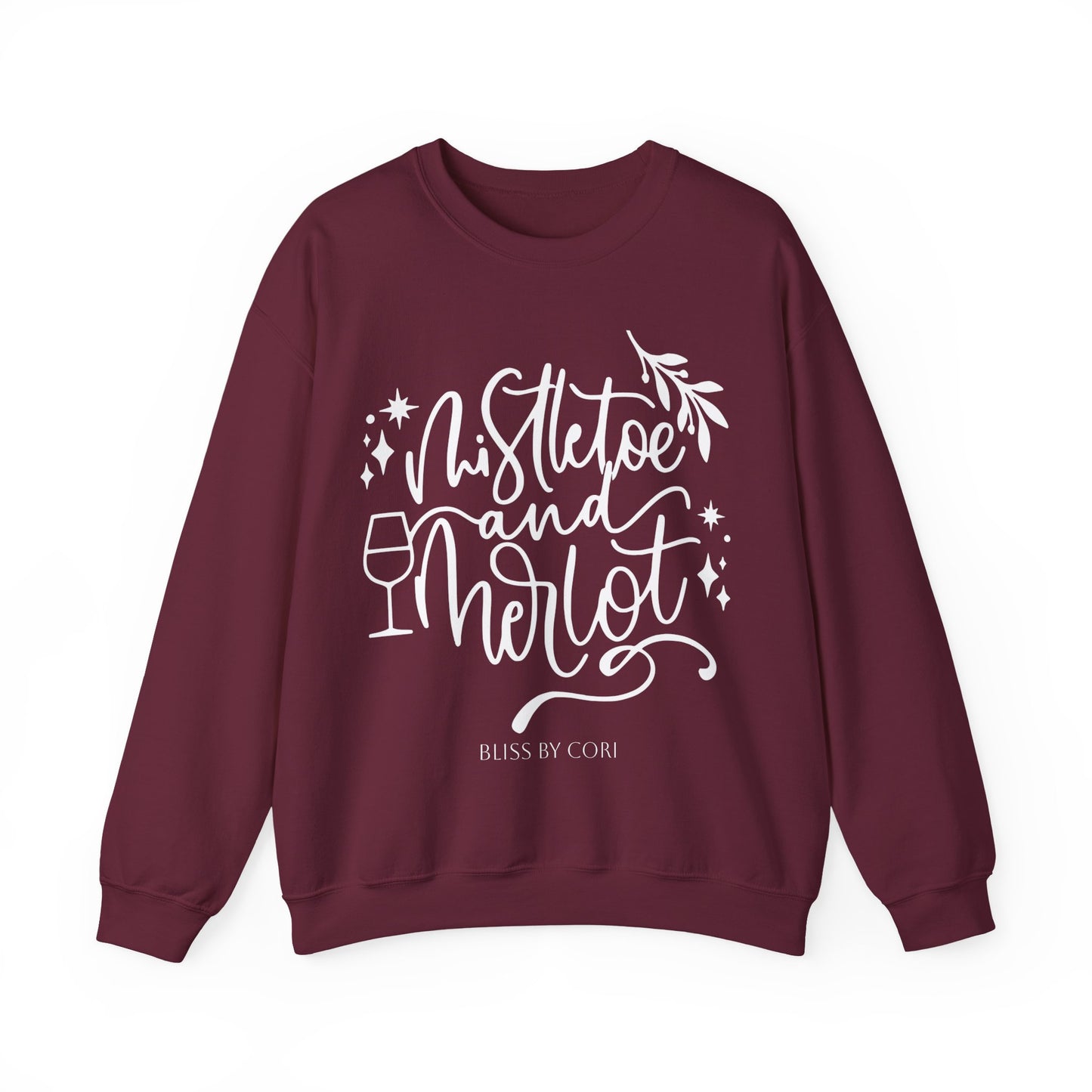 Mistletoe & Merlot Cozy Holiday Sweatshirt, Christmas Gift, Funny Sweatshirt, Winter Apparel, Unisex Crewneck
