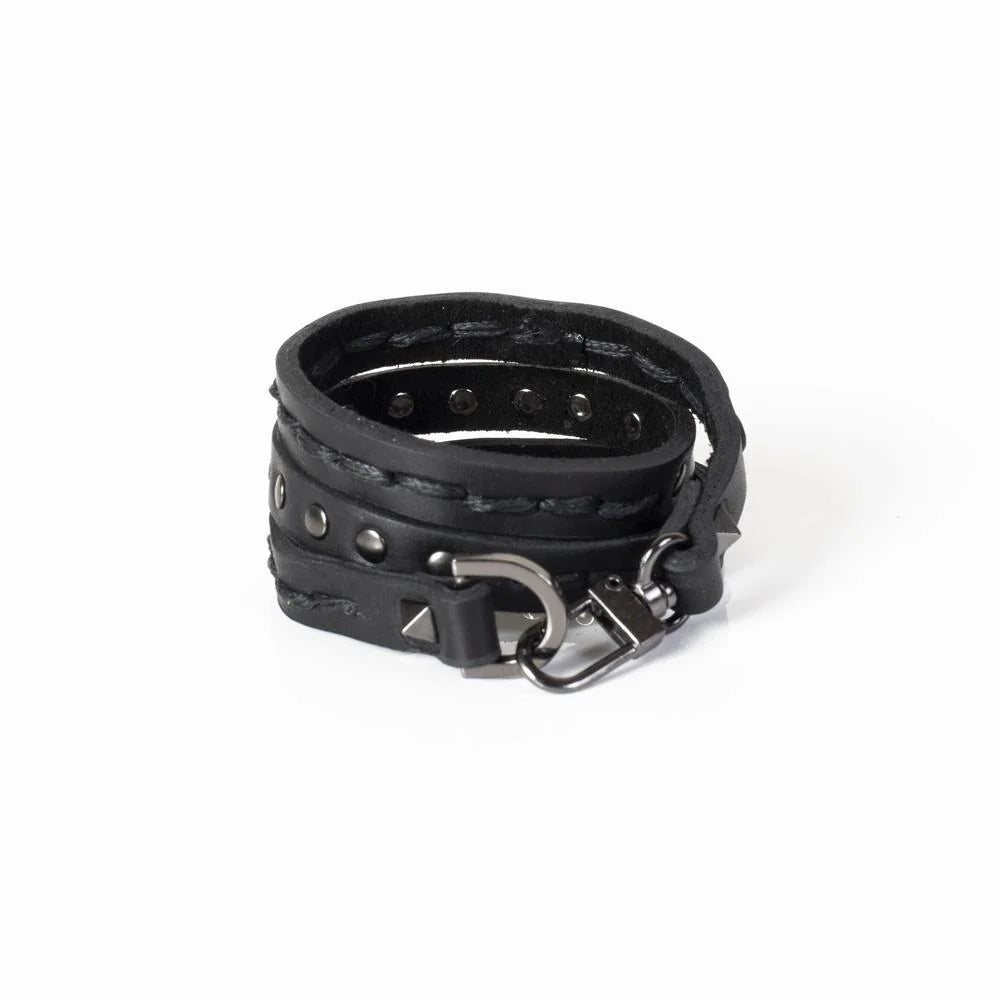 The Studded Black Leather Bracelet