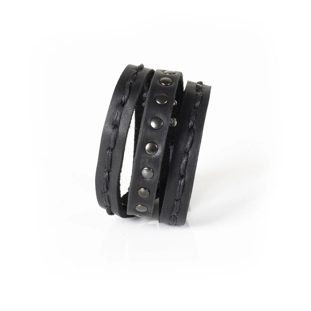 The Studded Black Leather Bracelet