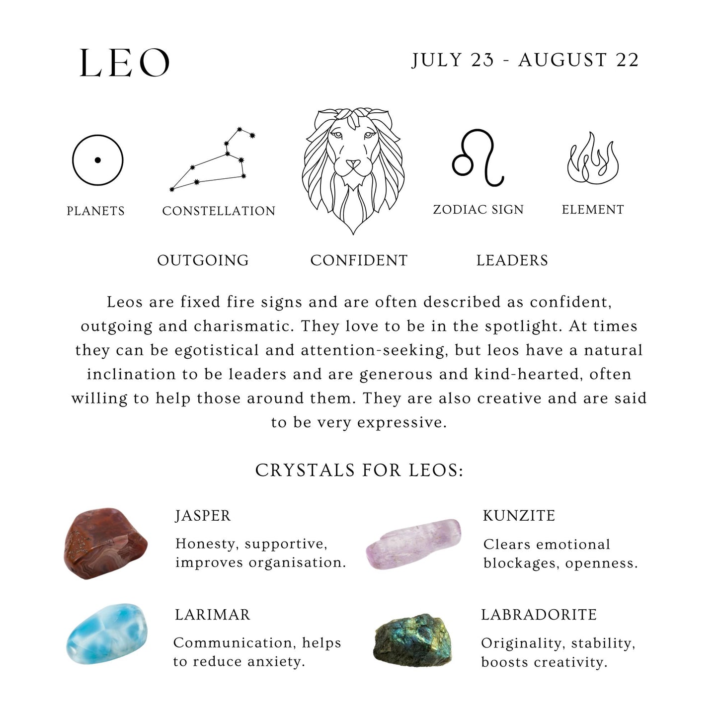 Leo Reiki Healing Gemstone Zodiac Bracelet - July 23rd - August 22nd