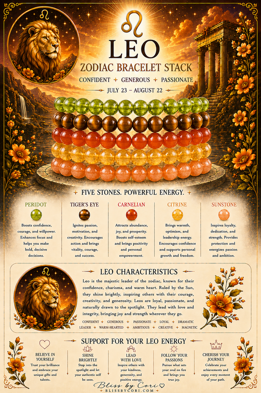 Leo Zodiac Gemstone Bracelet Stack