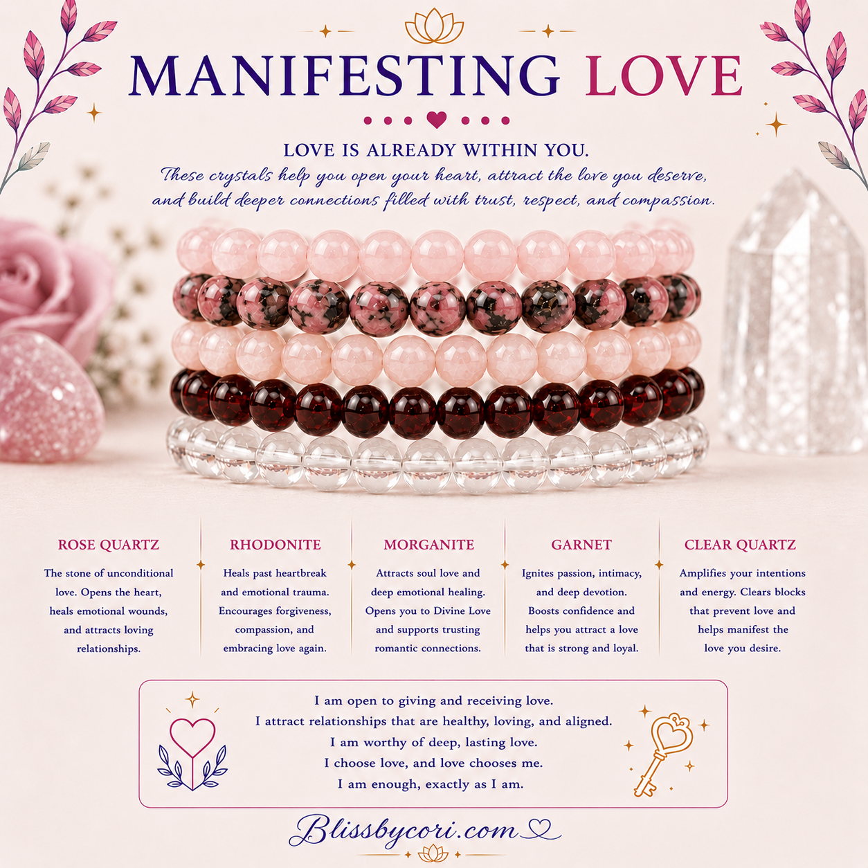 Manifesting Love Gemstone Bracelet Stack