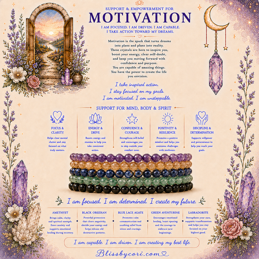 Motivation Gemstone Bracelet Stack
