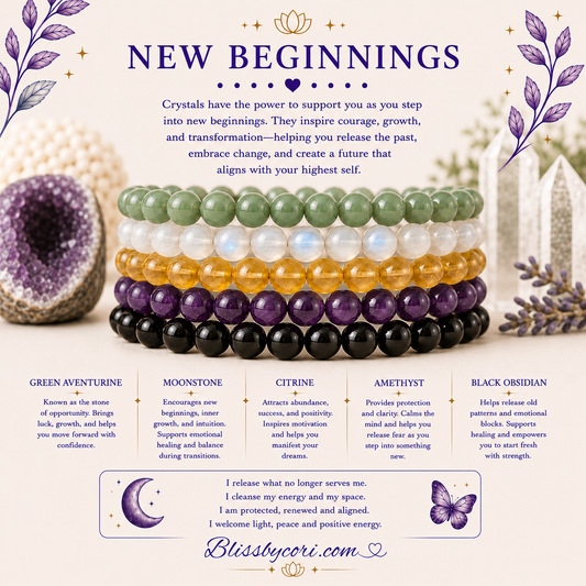 Support & Empowerment For New Beginings Gemstone Bracelet Stack