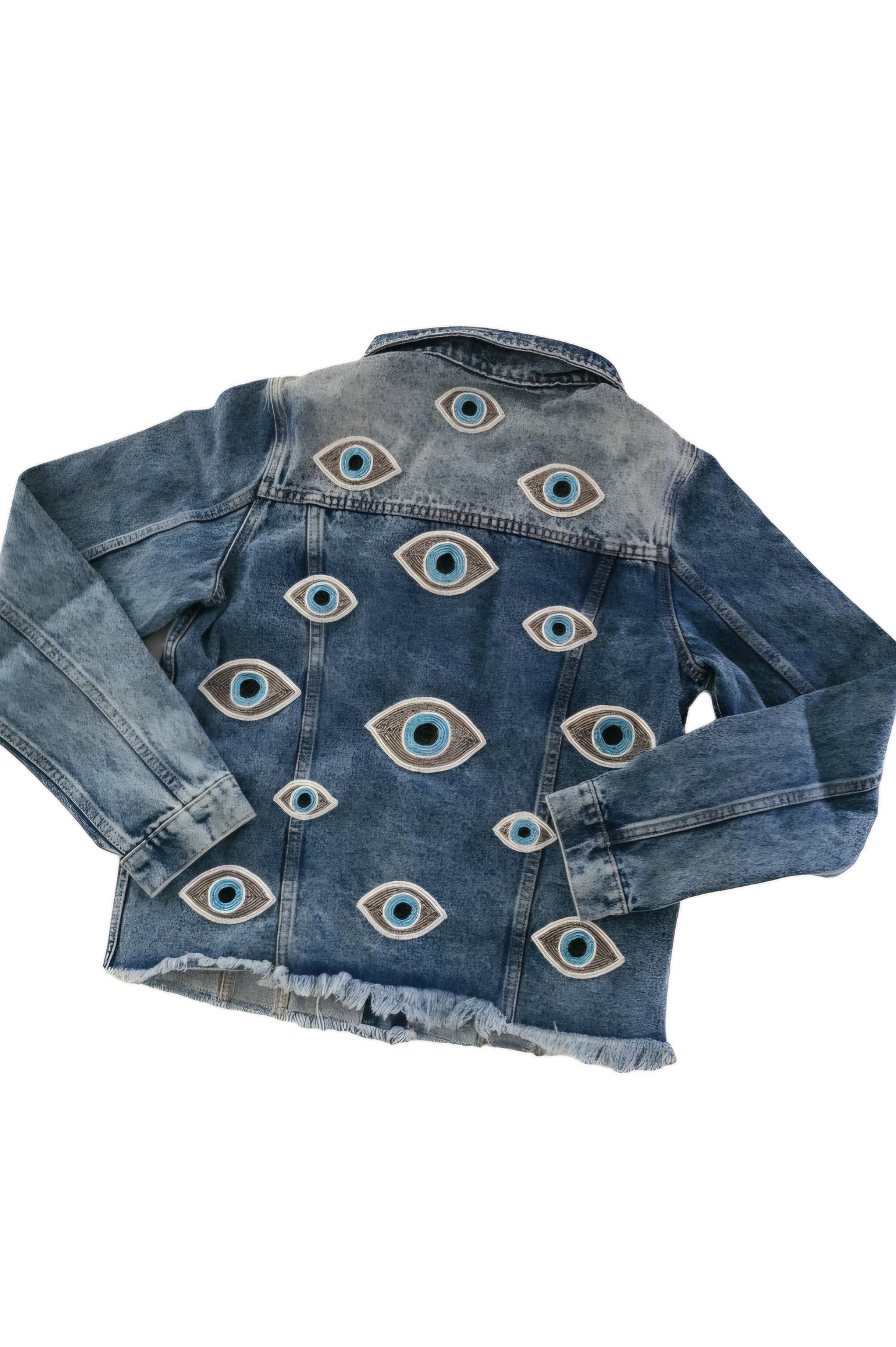 Tiana New York - Evil Eye Beaded Cropped Denim Jacket