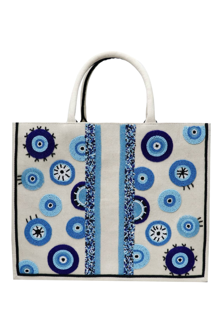 Tiana New York - Personalized Name Or Word Multi Beaded Evil Eye Tote