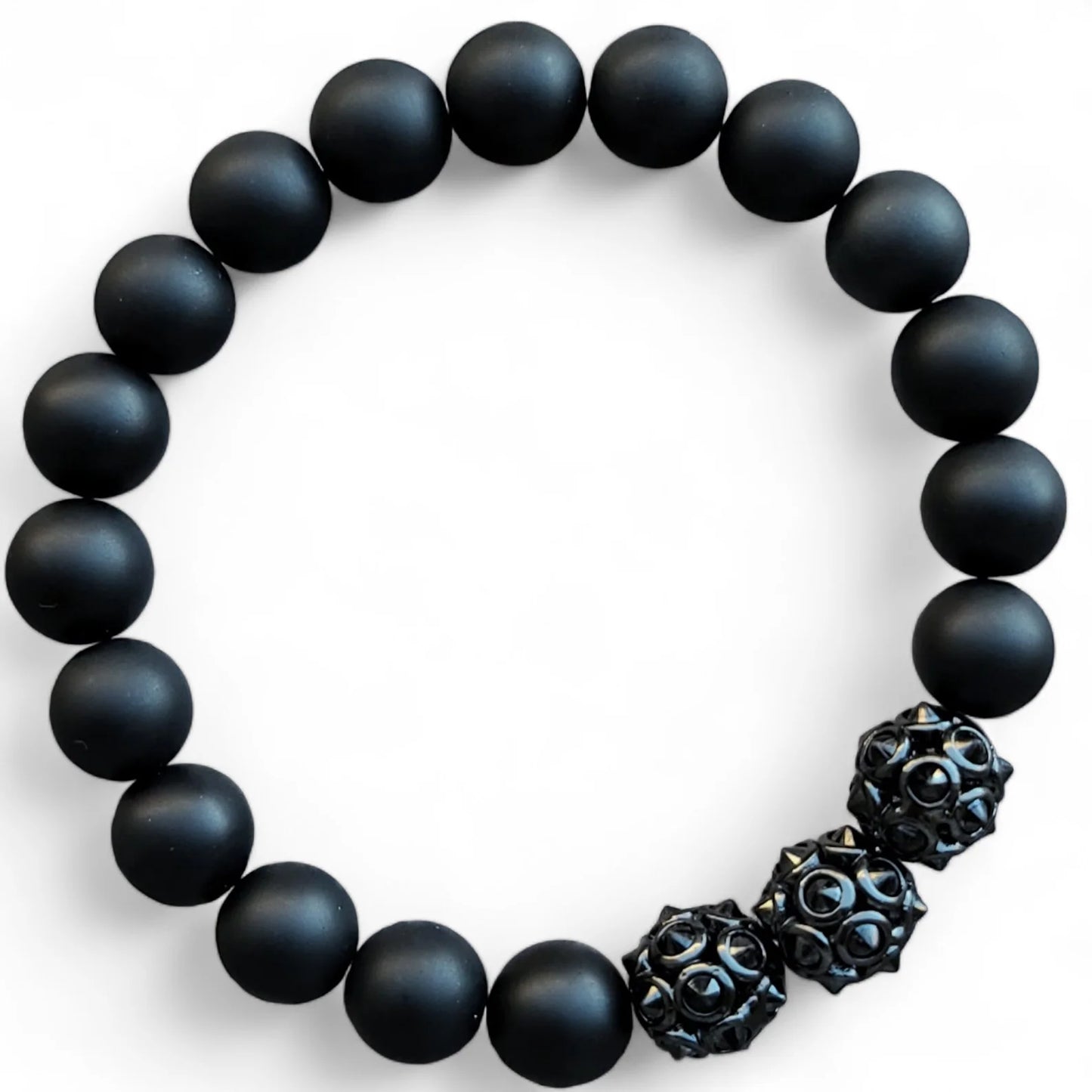 Onyx Spike Beaded Unisex Gemstone Bracelet