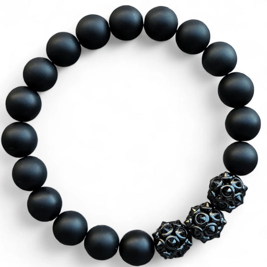 Onyx Spike Beaded Unisex Gemstone Bracelet