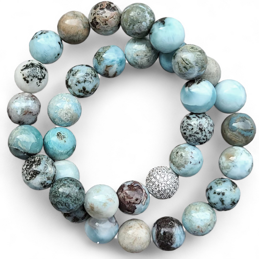 Natural Larimar Unisex Reiki Healing Beaded Gemstone Bracelet