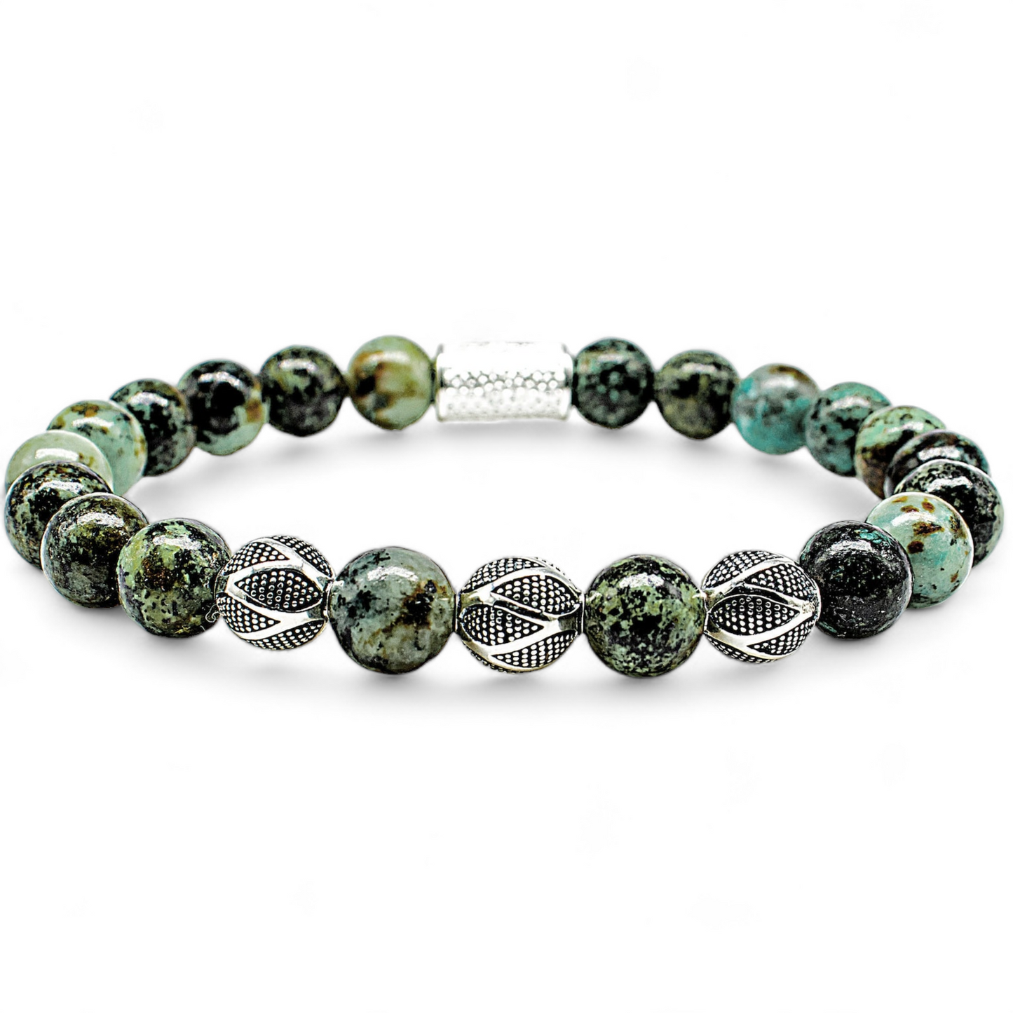 African Turquoise Bali Bead Unisex Reiki Healing Beaded Gemstone Bracelet