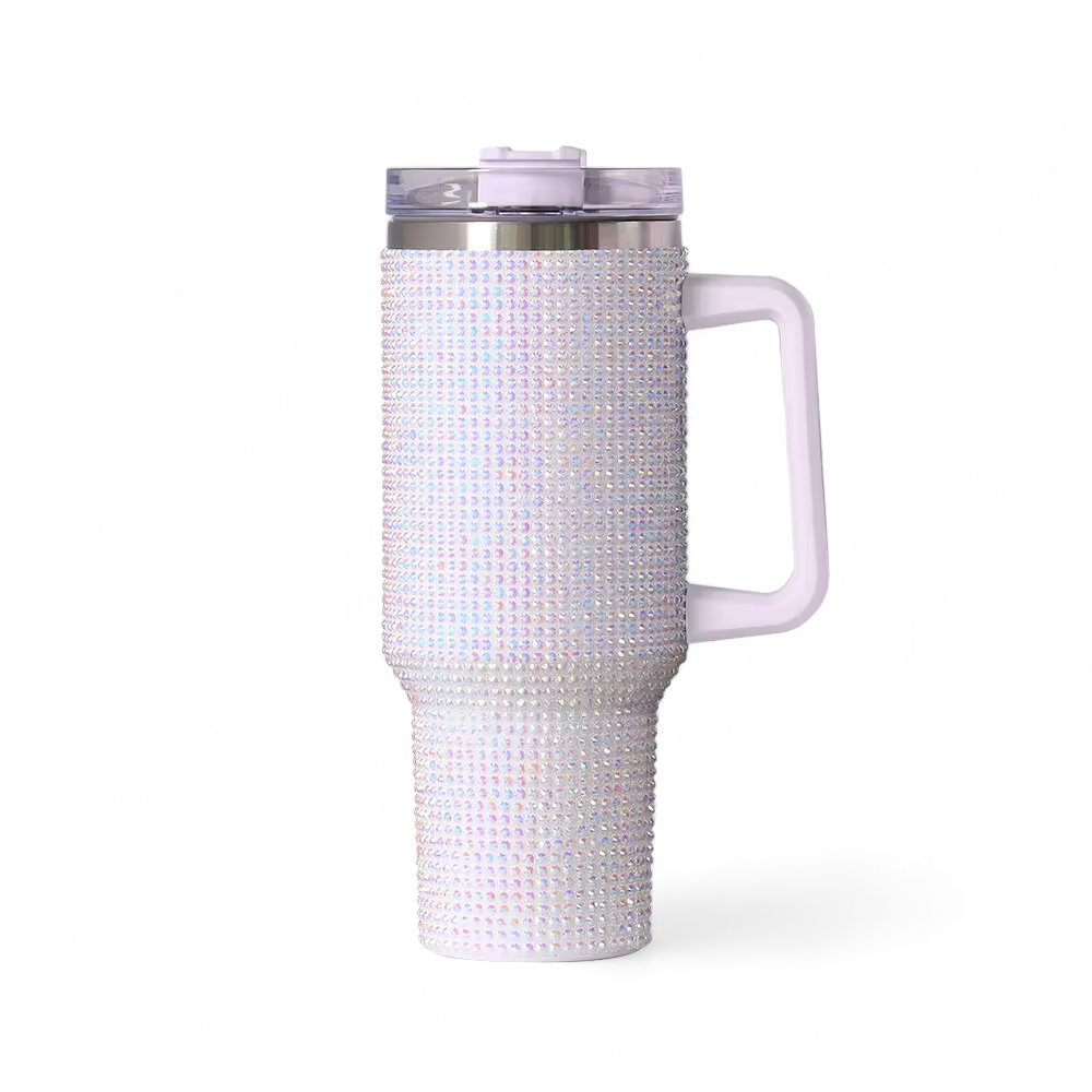 40oz Rhinestone Stainless Steel Insulated Travel Tumbler with Handle