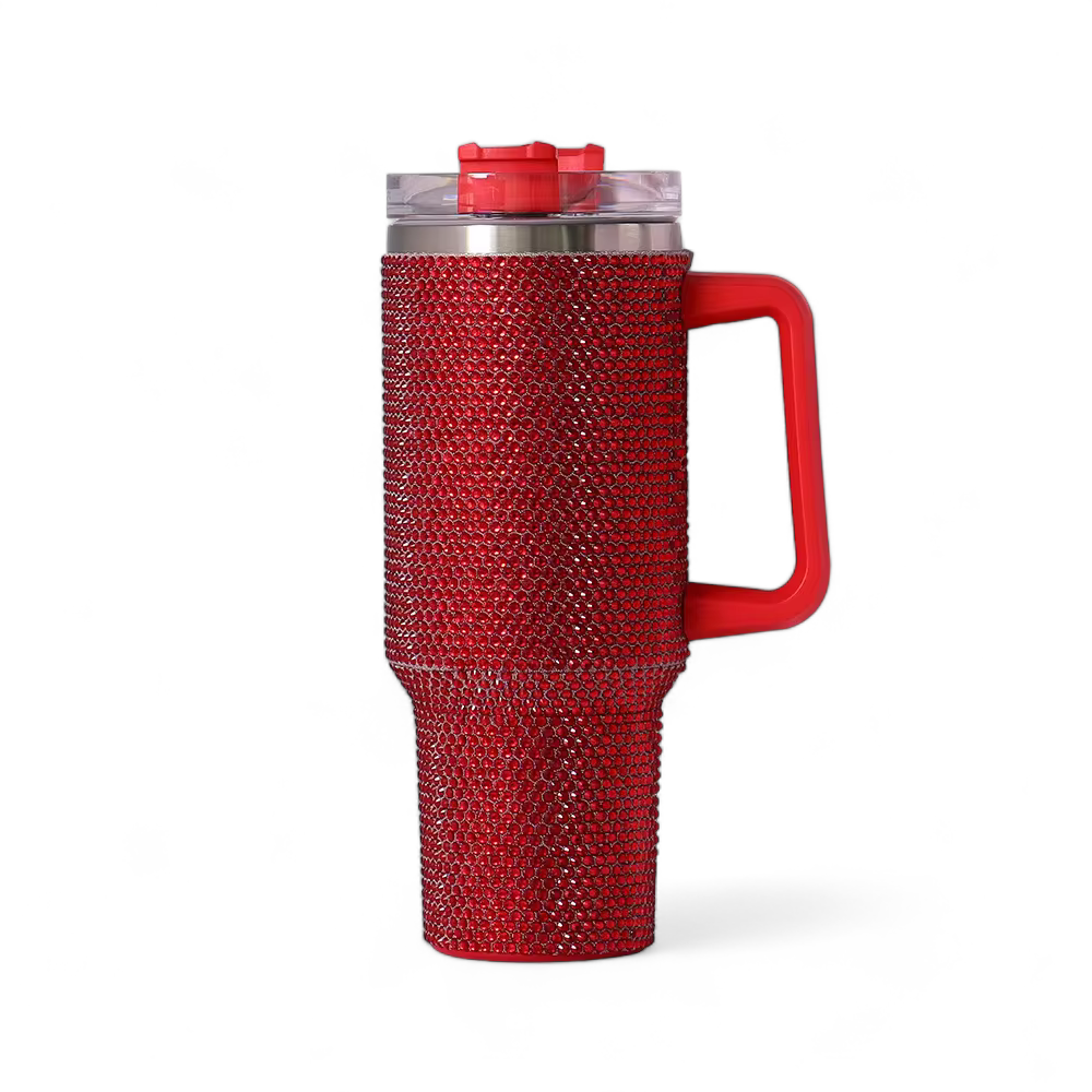 40oz Rhinestone Stainless Steel Insulated Travel Tumbler with Handle